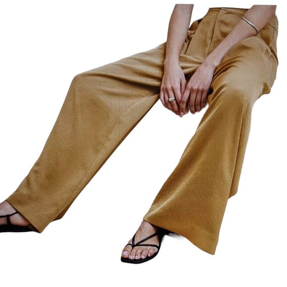 NWT Banana Republic Factory Silky pleated Wide leg pants oyster pearl size 14 - Picture 12 of 12